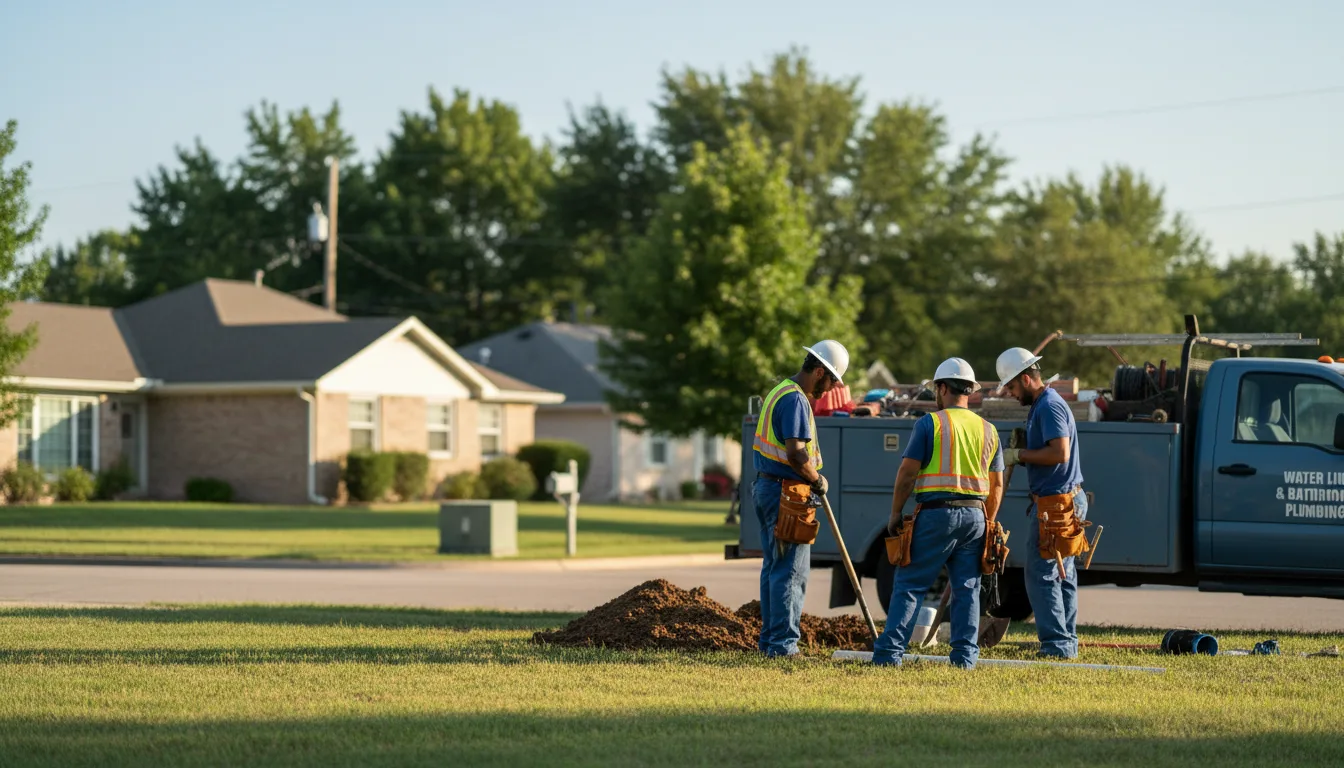 Residential water line and bathroom plumbing service in Lawrence, IN